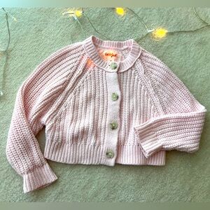 BNWOT Cat&Jack Baby Girl Pink Knit Buttoned Cardigan Sweater Long Sleeve